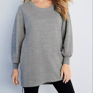 Roamans Blouson Sleeve HiLo Sweatshirt w/Pockets 1X 22-24